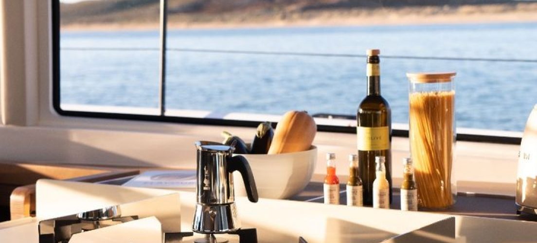 The nautitech 48 open kitchen blends seamlessly…